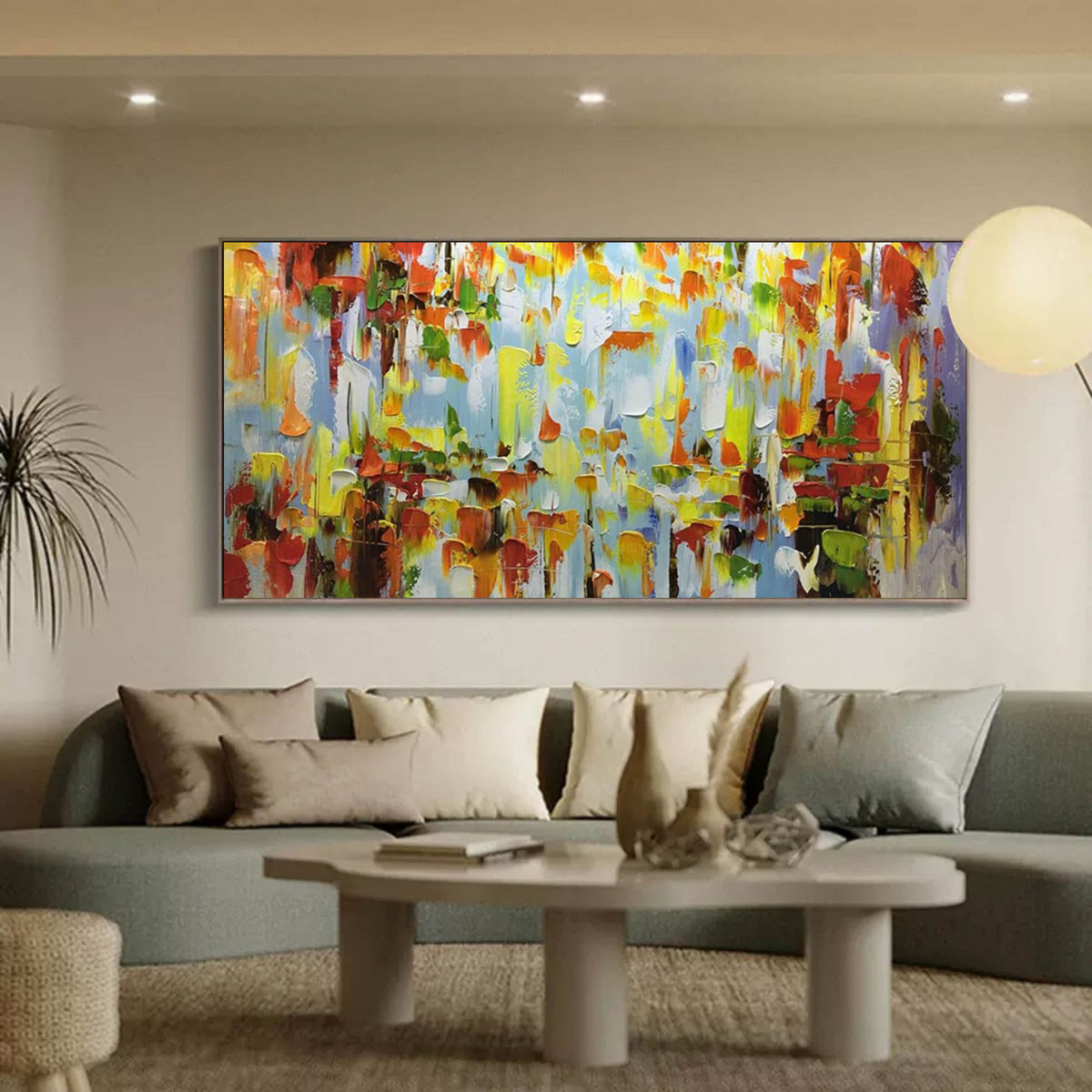 Wall Art Colorful Abstraction Dappled Linen Canvas