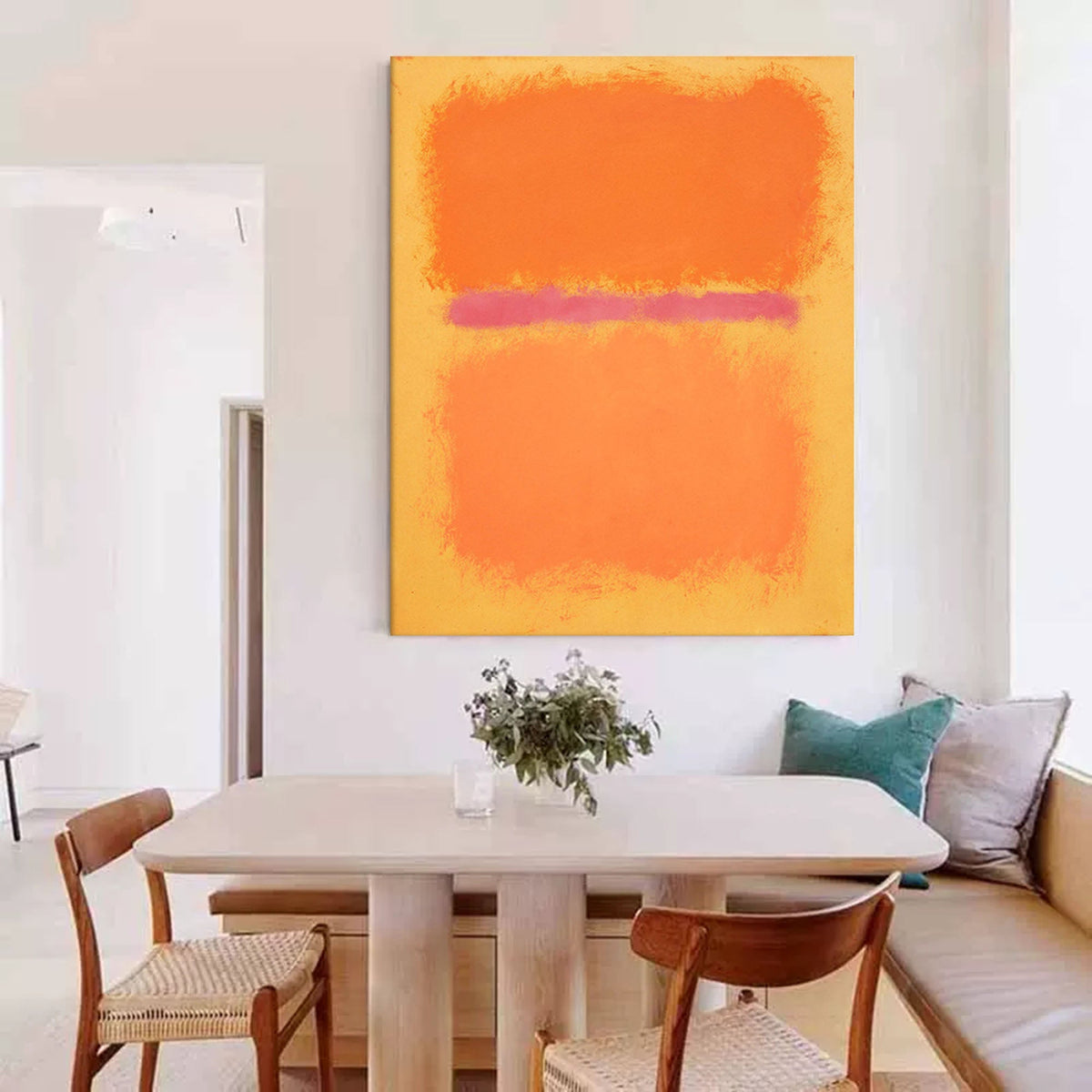 Mark Rothko Style Color Field Painting Orange Pink