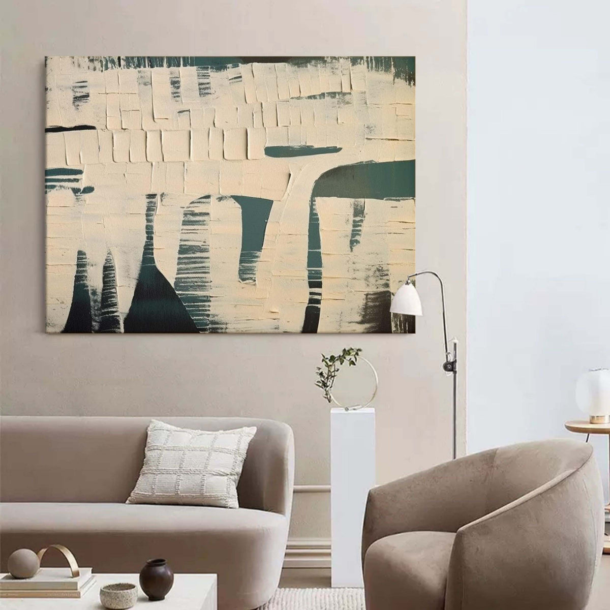 Textured Minimalist Abstract Bas-Relief Painting