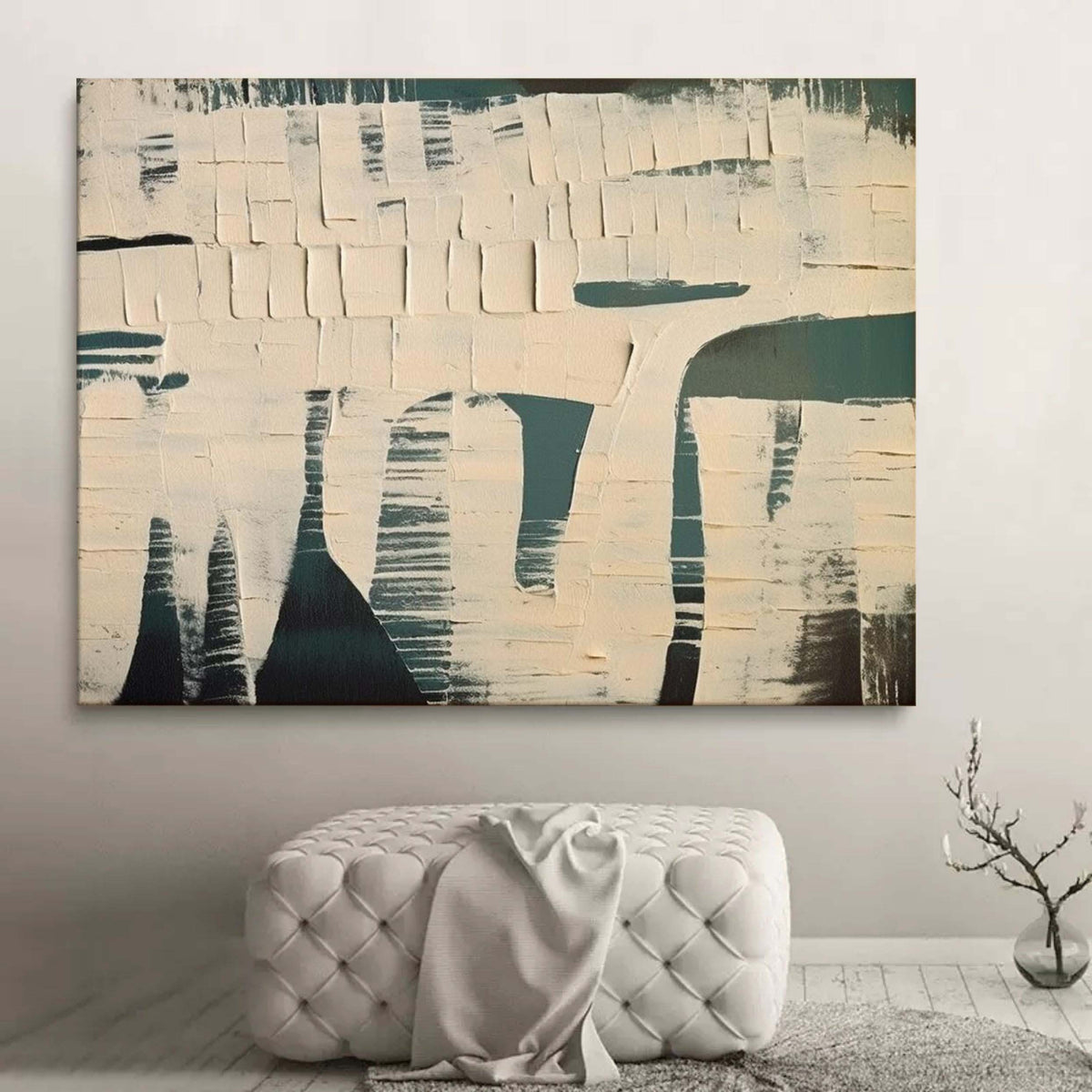 Textured Minimalist Abstract Bas-Relief Painting