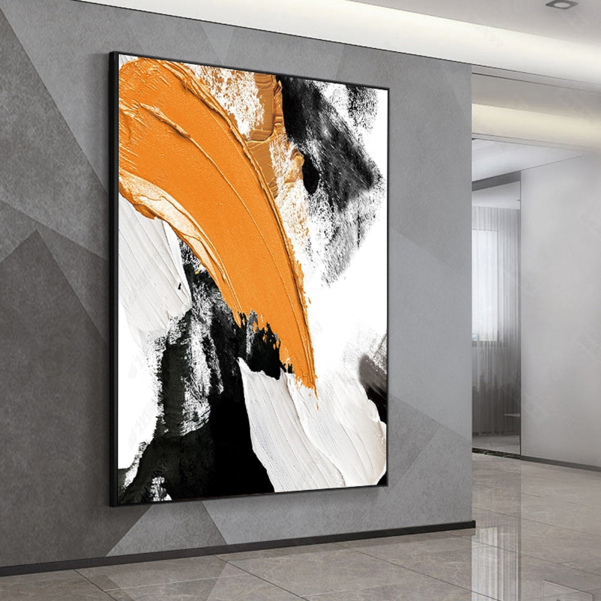 Vibrant Orange Abstract Oil Painting