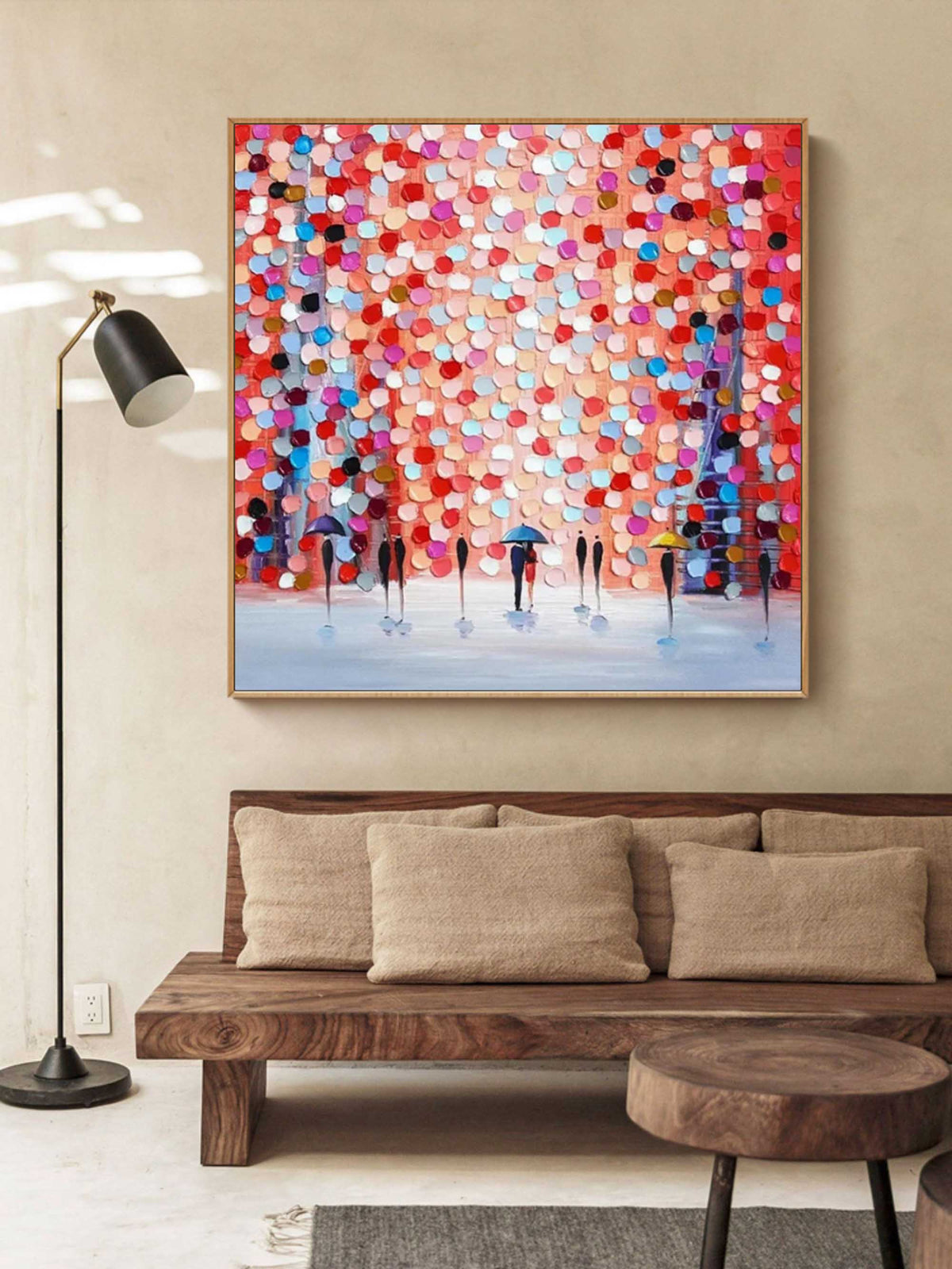 Rainy City Dot Art Oil Painting