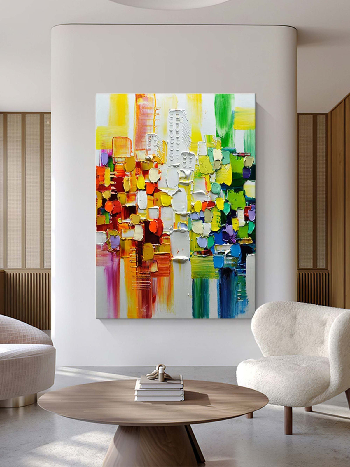 Vibrant Abstract Cityscape Impasto Painting