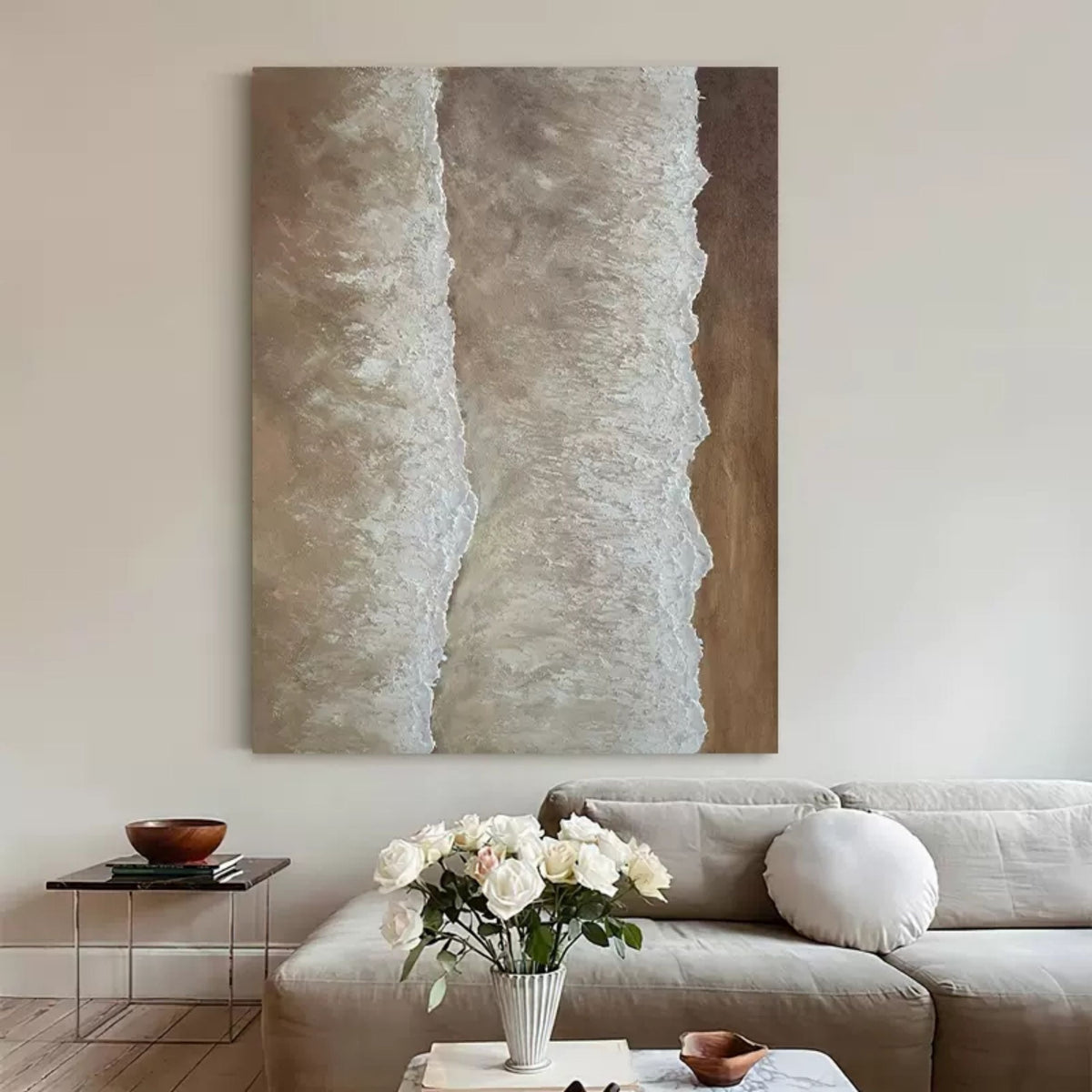 Neutral Wave Texture Oil Painting