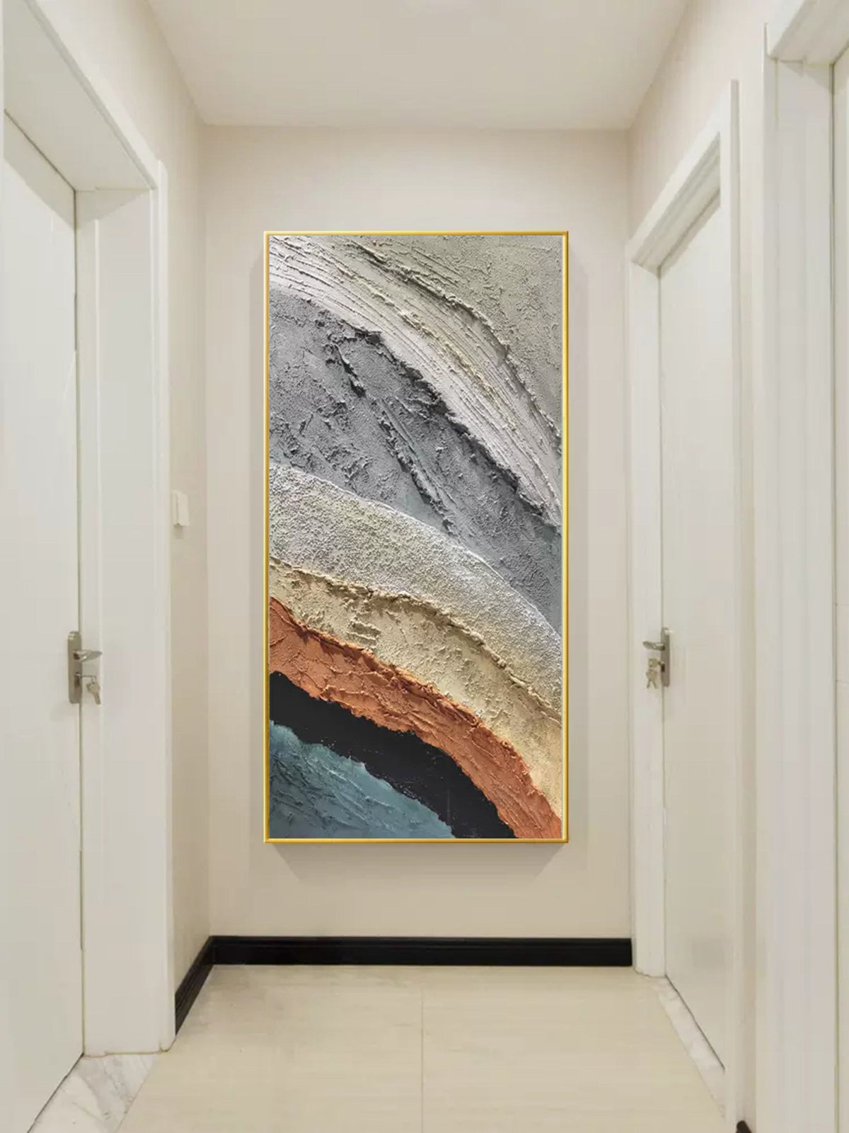 Textured Earth Tone Wave Oil Painting