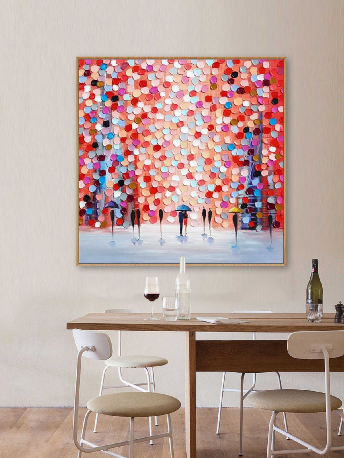Rainy City Dot Art Oil Painting