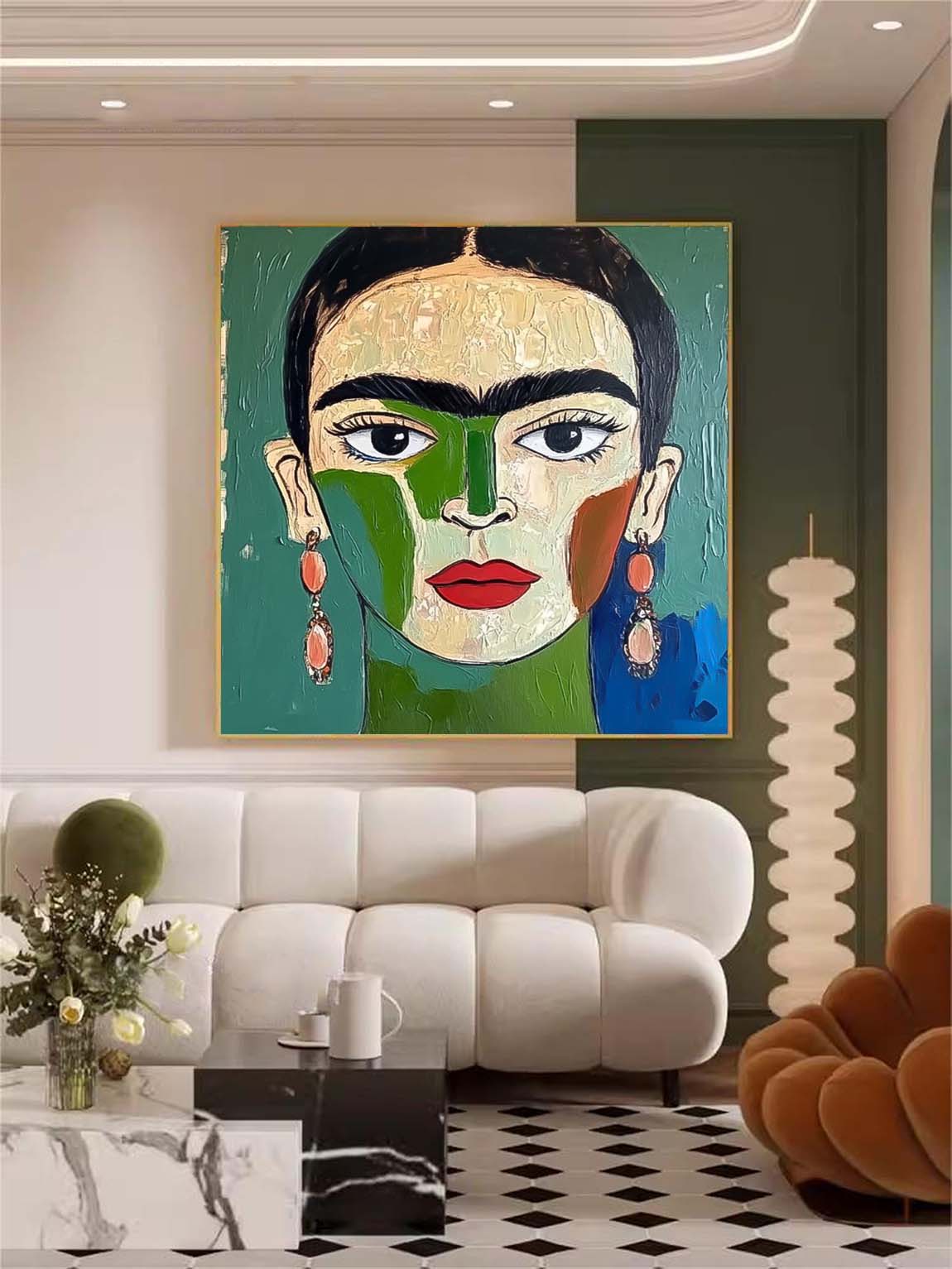 Modern Frida Kahlo Portrait Oil Painting