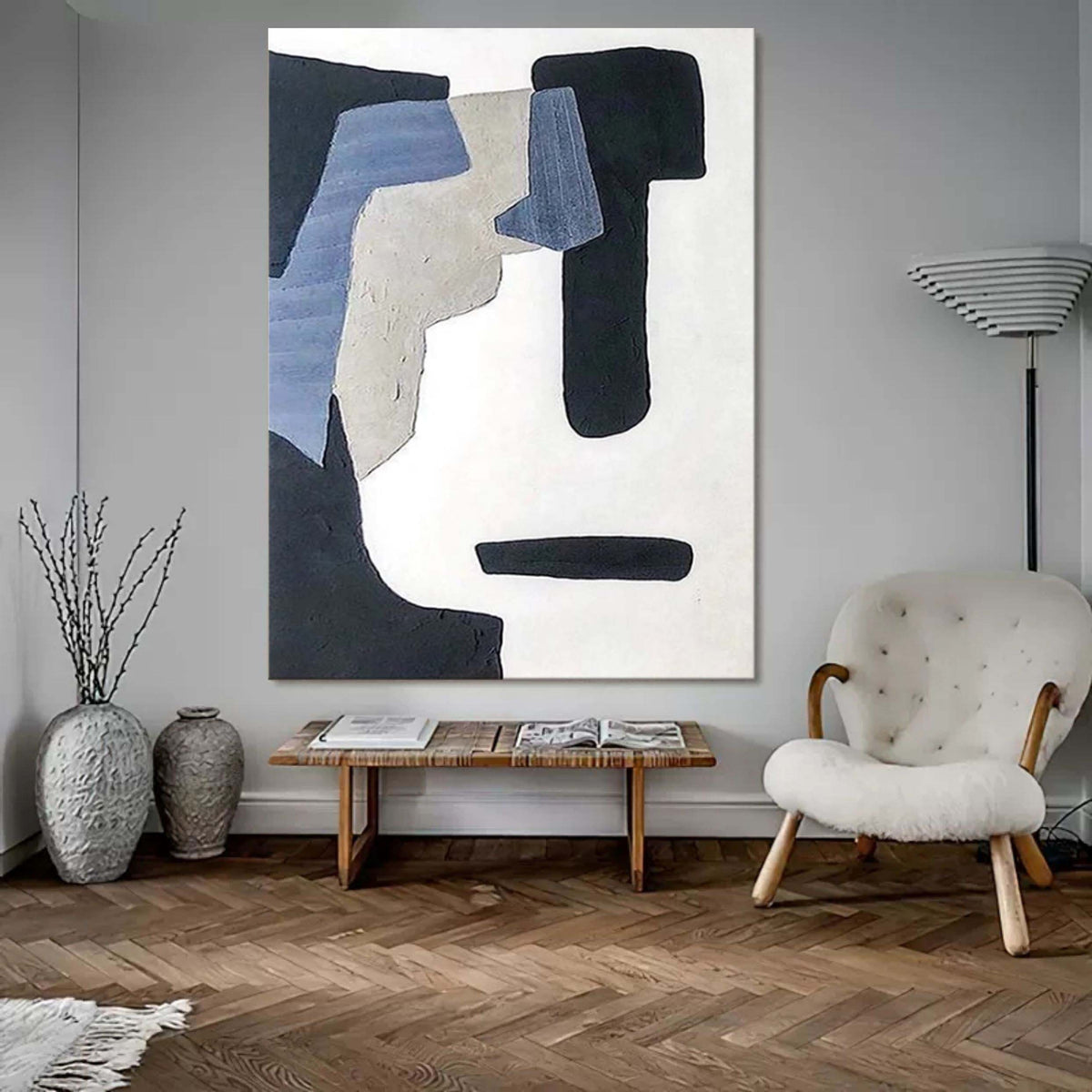 Wabi-Sabi Wall Art Geometric Block Abstract Painting