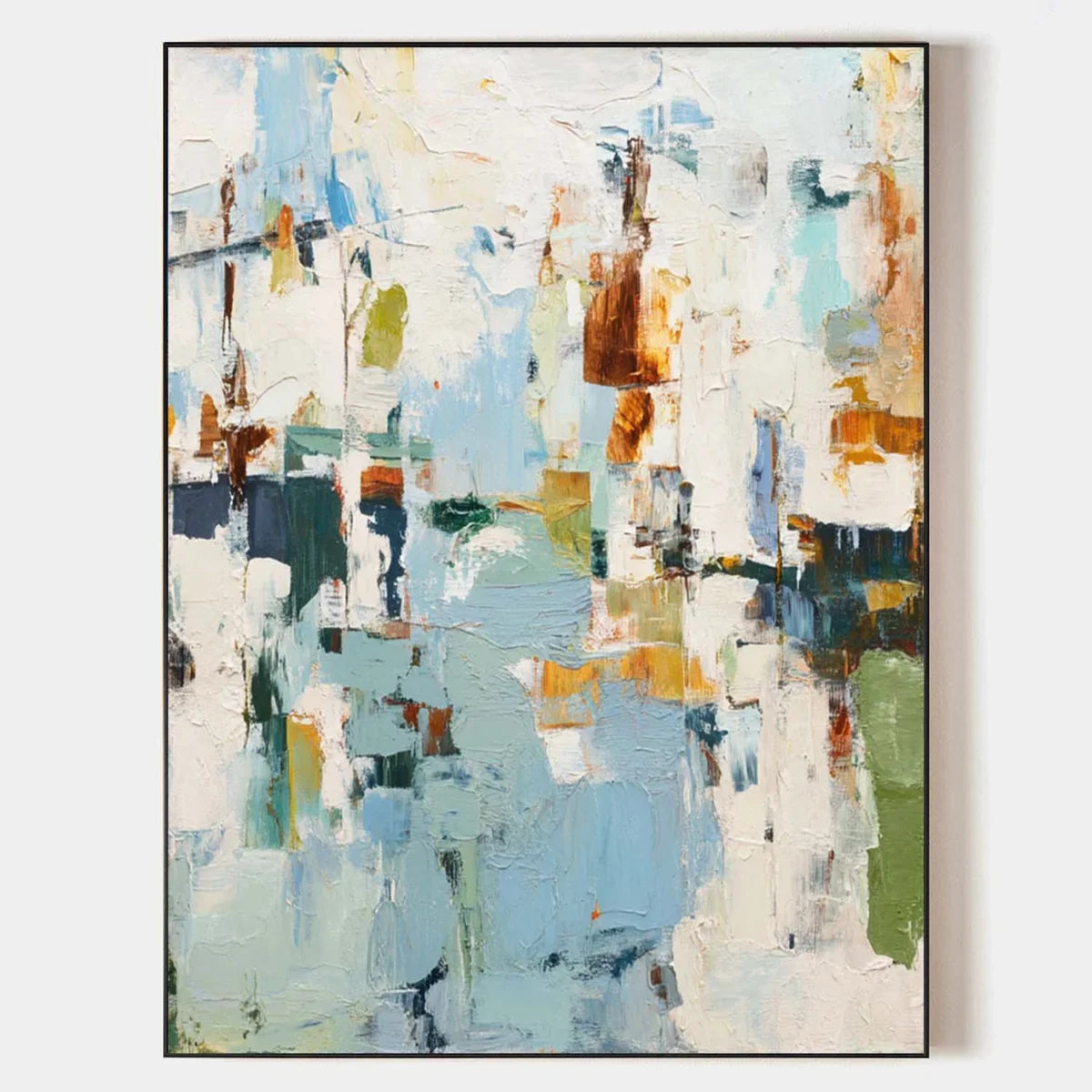 Textured Blue & Orange Abstract Painting