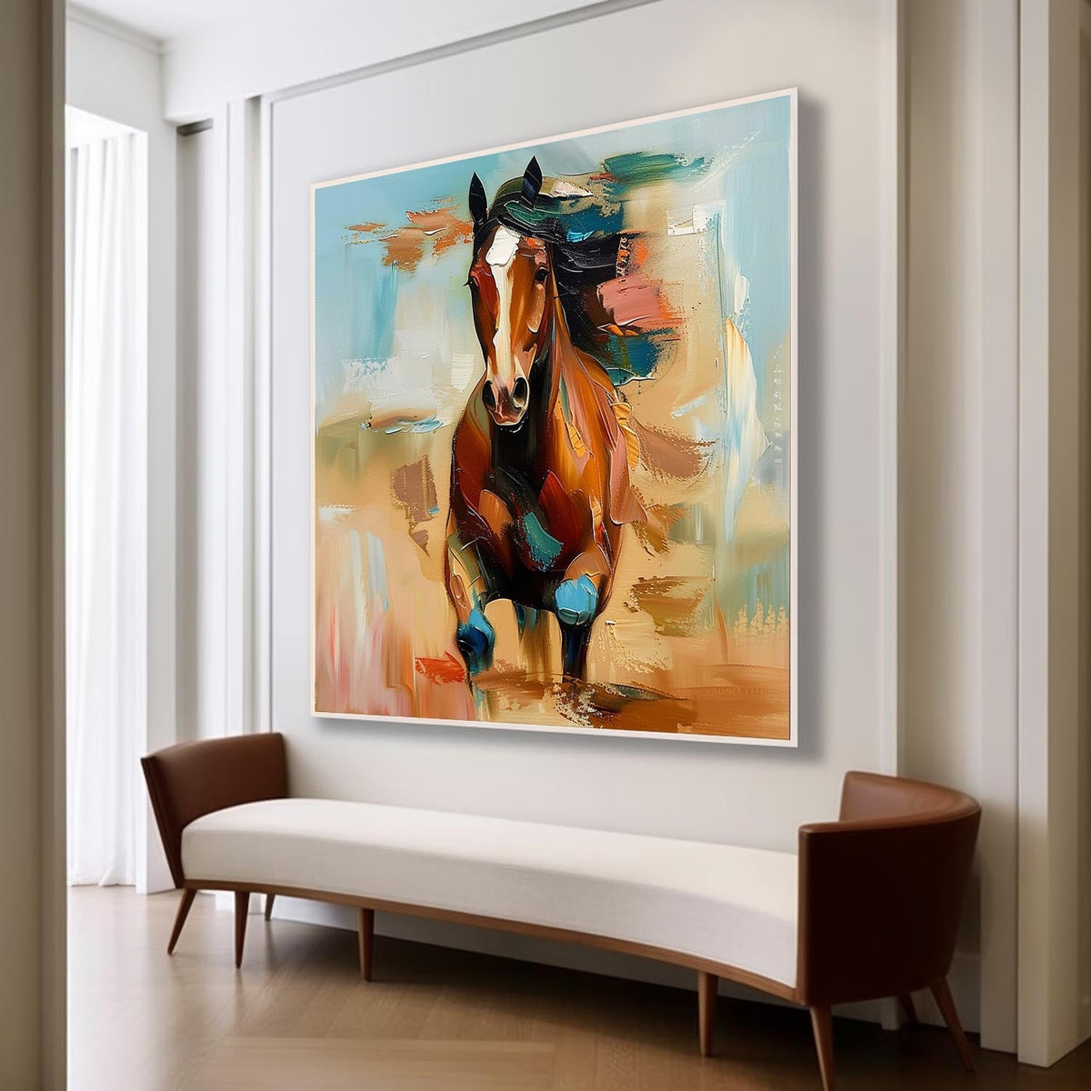Wall Art Chestnut Running Horse Abstract