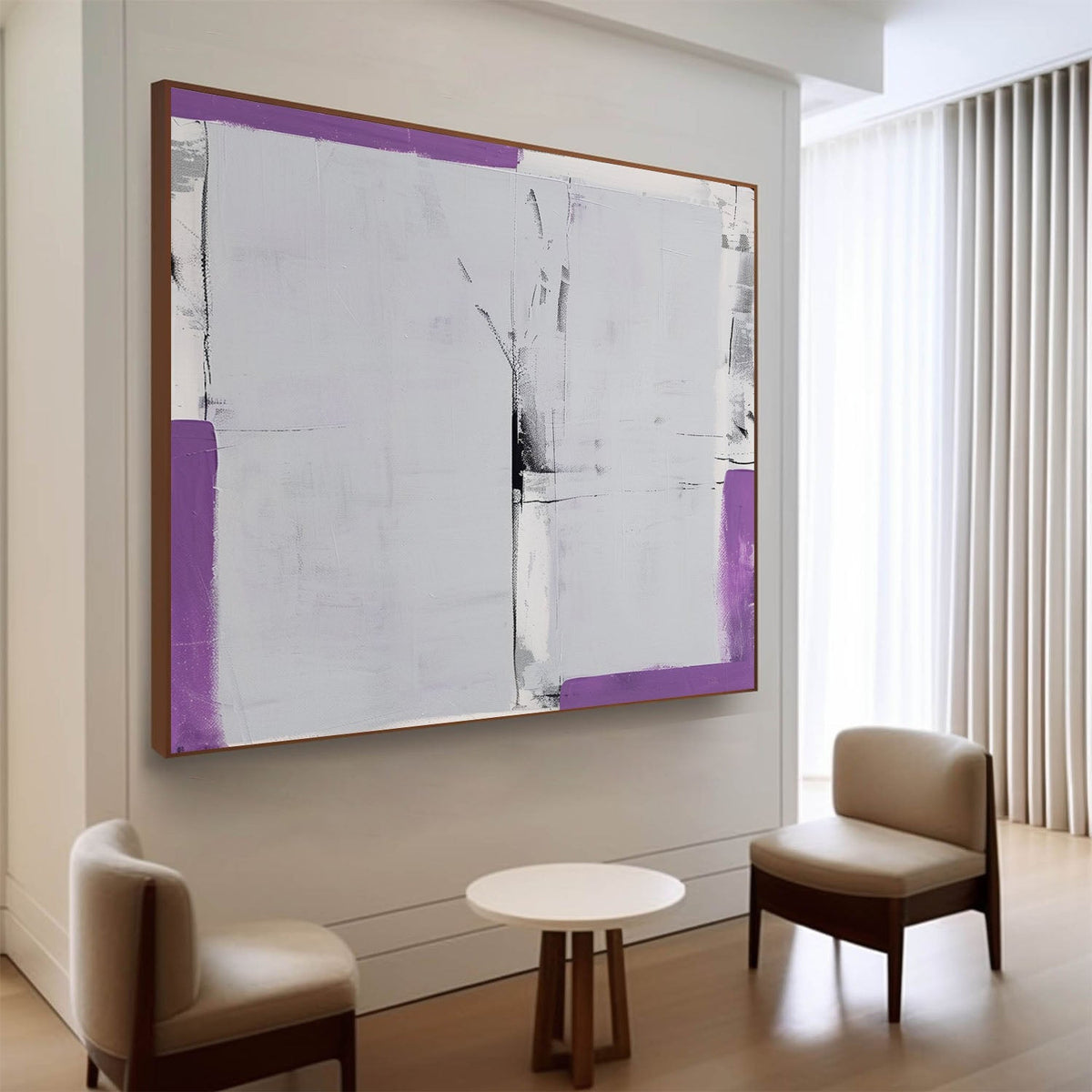 Textured Geometric Oil Painting Purple Black