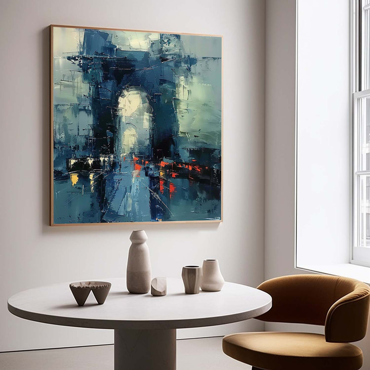 Modern Abstract Female Portrait Painting Green Black