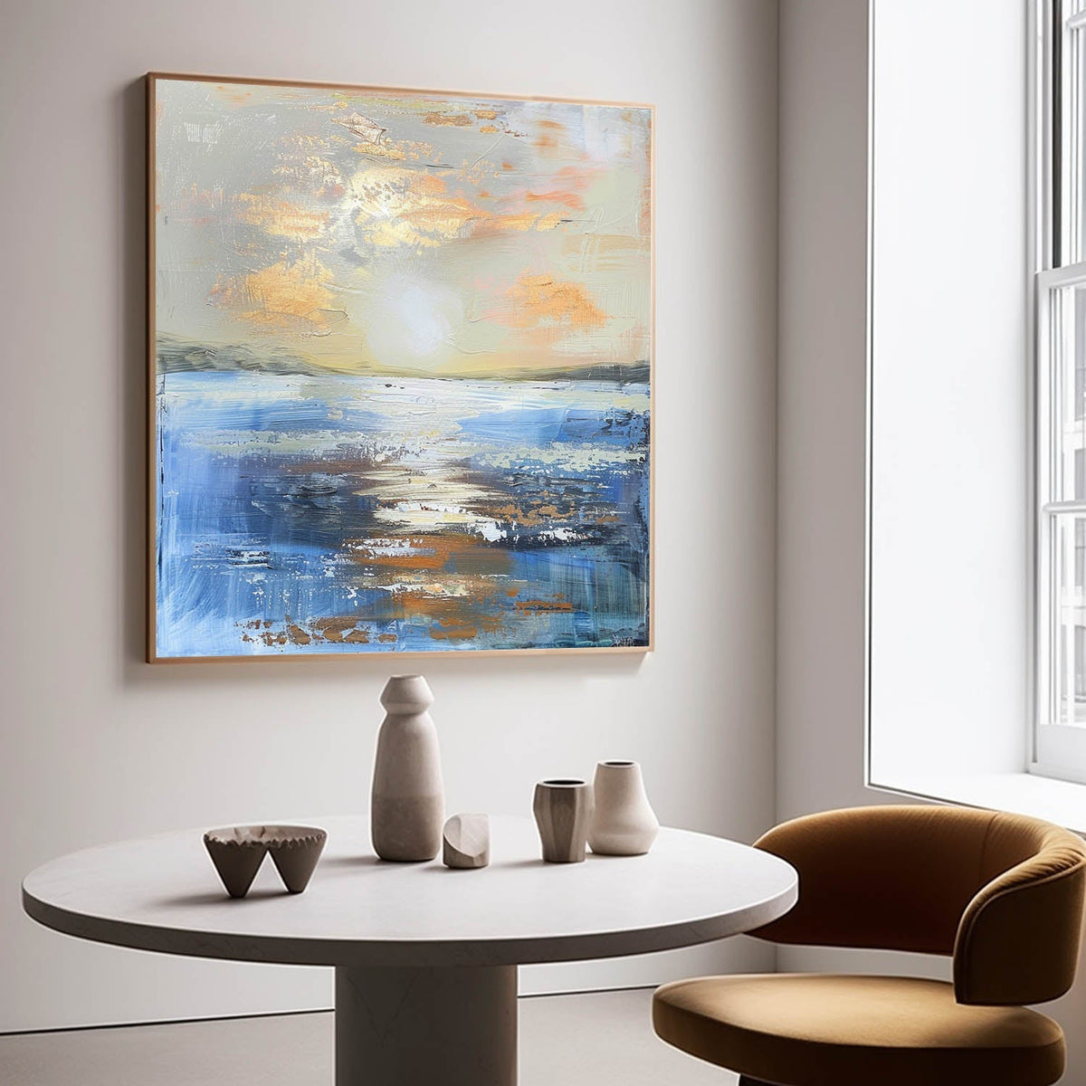 Coastal Sunset Impasto Oil Painting