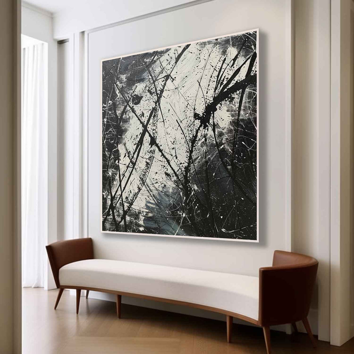 Wall Art Expressionist Monochrome Black White
