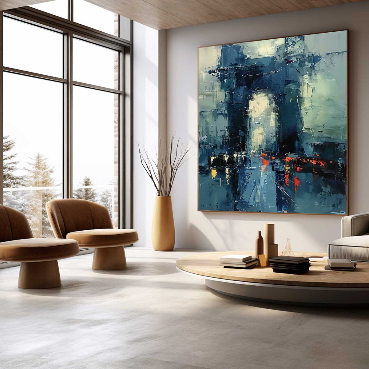 Modern Abstract Female Portrait Painting Green Black