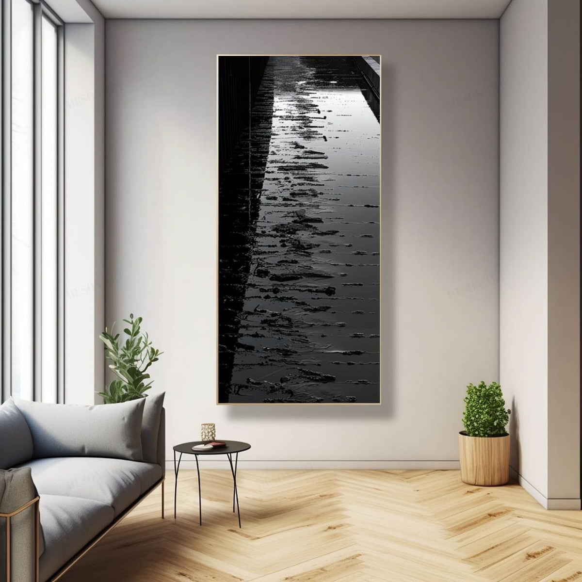 Wall Art Vertical Abstract Water Monochrome