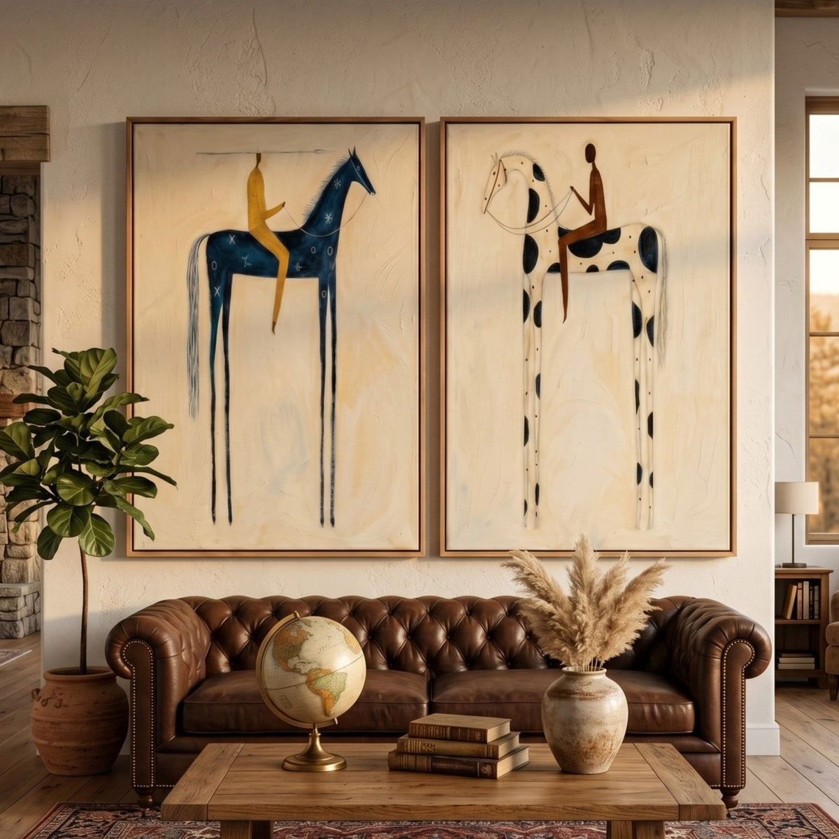Twin Nocturnes Horse Rider Oil Painting Set