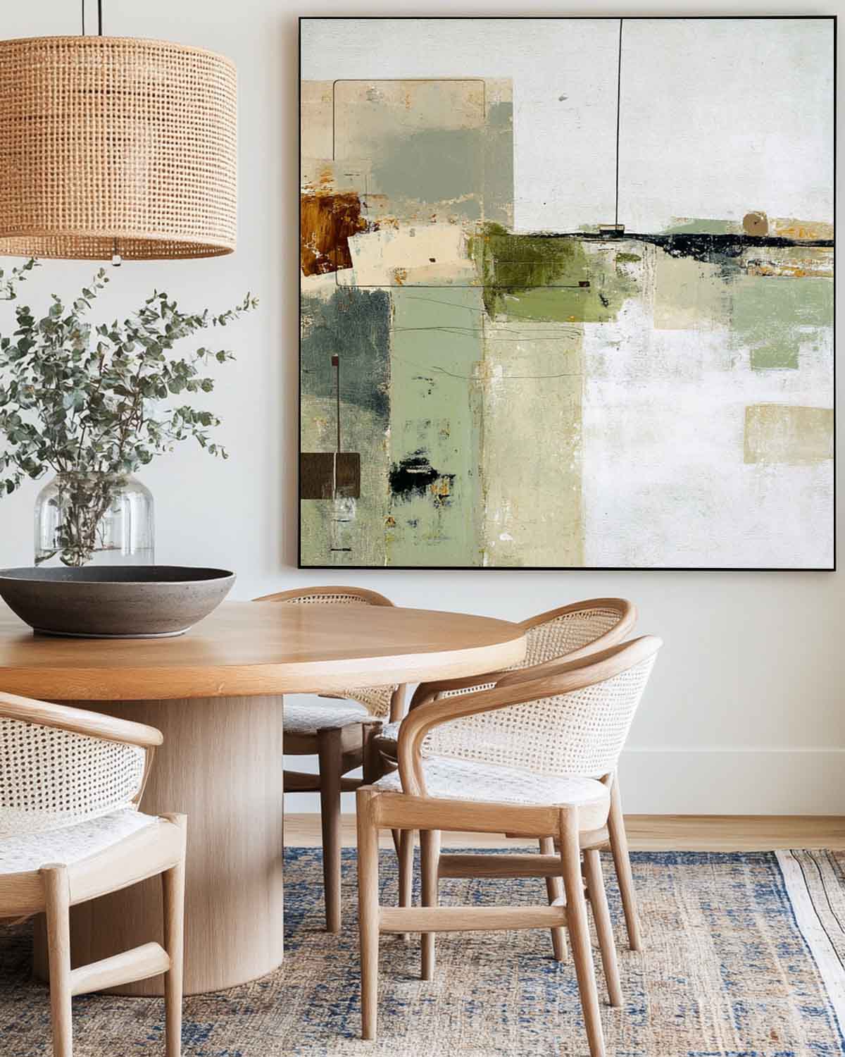 Neutral Geometric Abstract Oil Painting