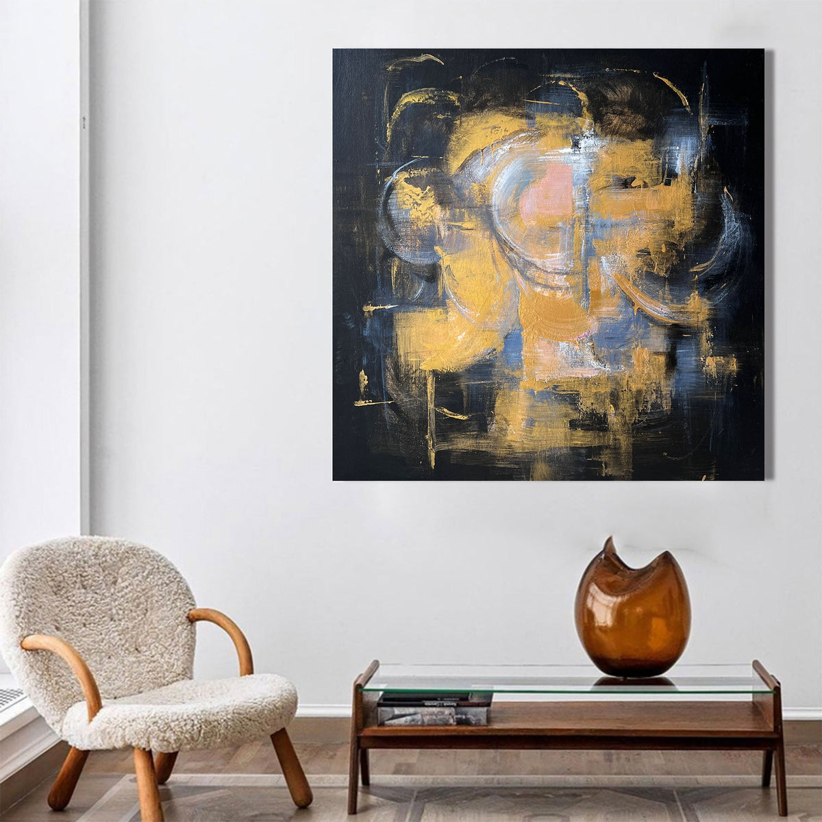 Midnight Gold Abstract Painting