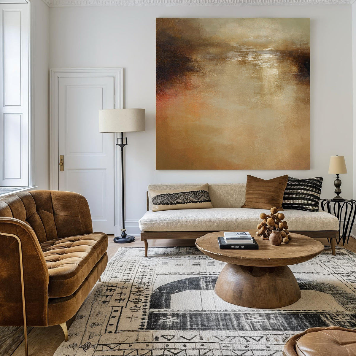 Neutral Warm Abstract Landscape Oil Painting