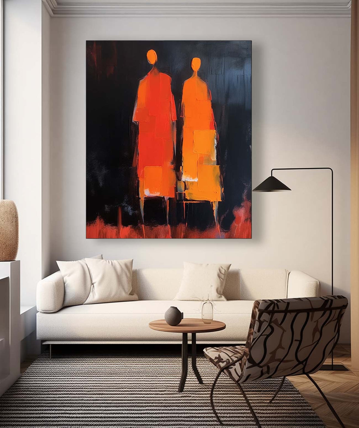 Dark Background Standing Figures Canvas Art