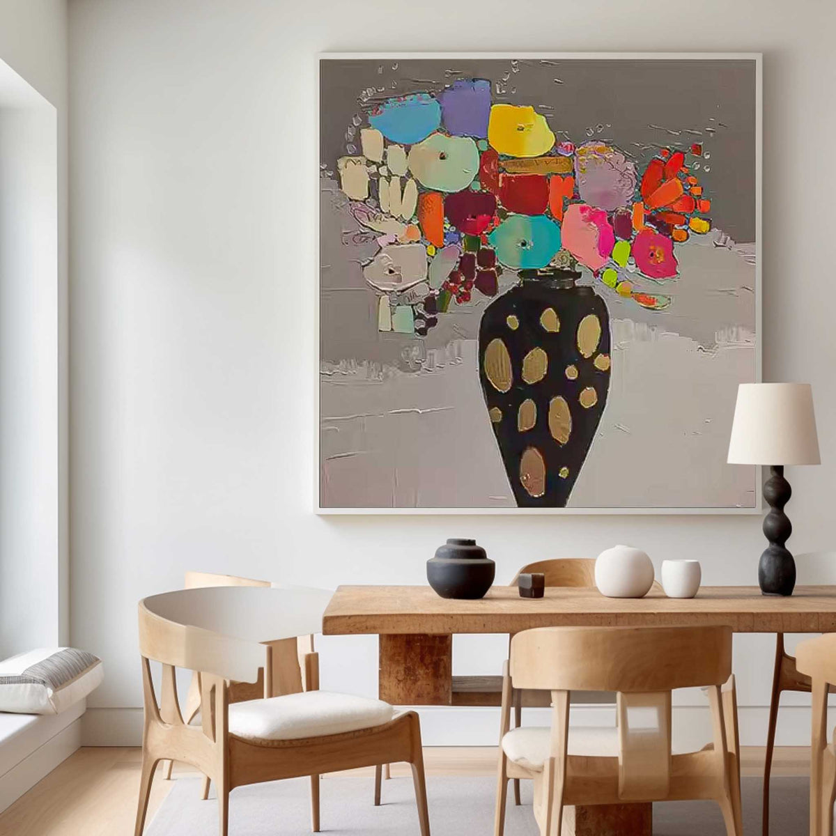 Wall Art Bold Colorful Vase Still Life Floral Arrangement