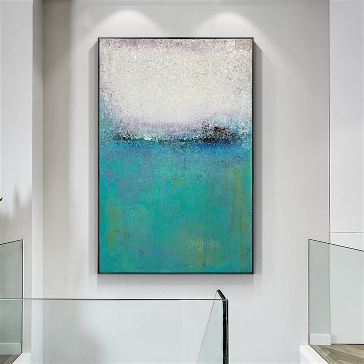Turquoise Seascape Abstract Painting Vertical