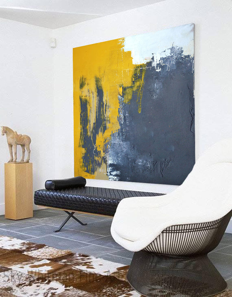 Yellow And Gray Abstract Art