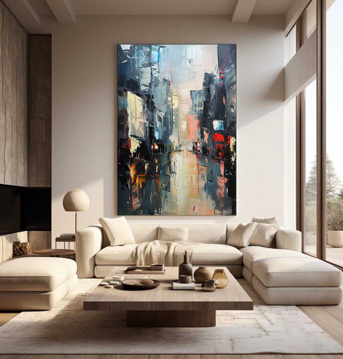 Abstract Urban Cityscape Impasto Painting