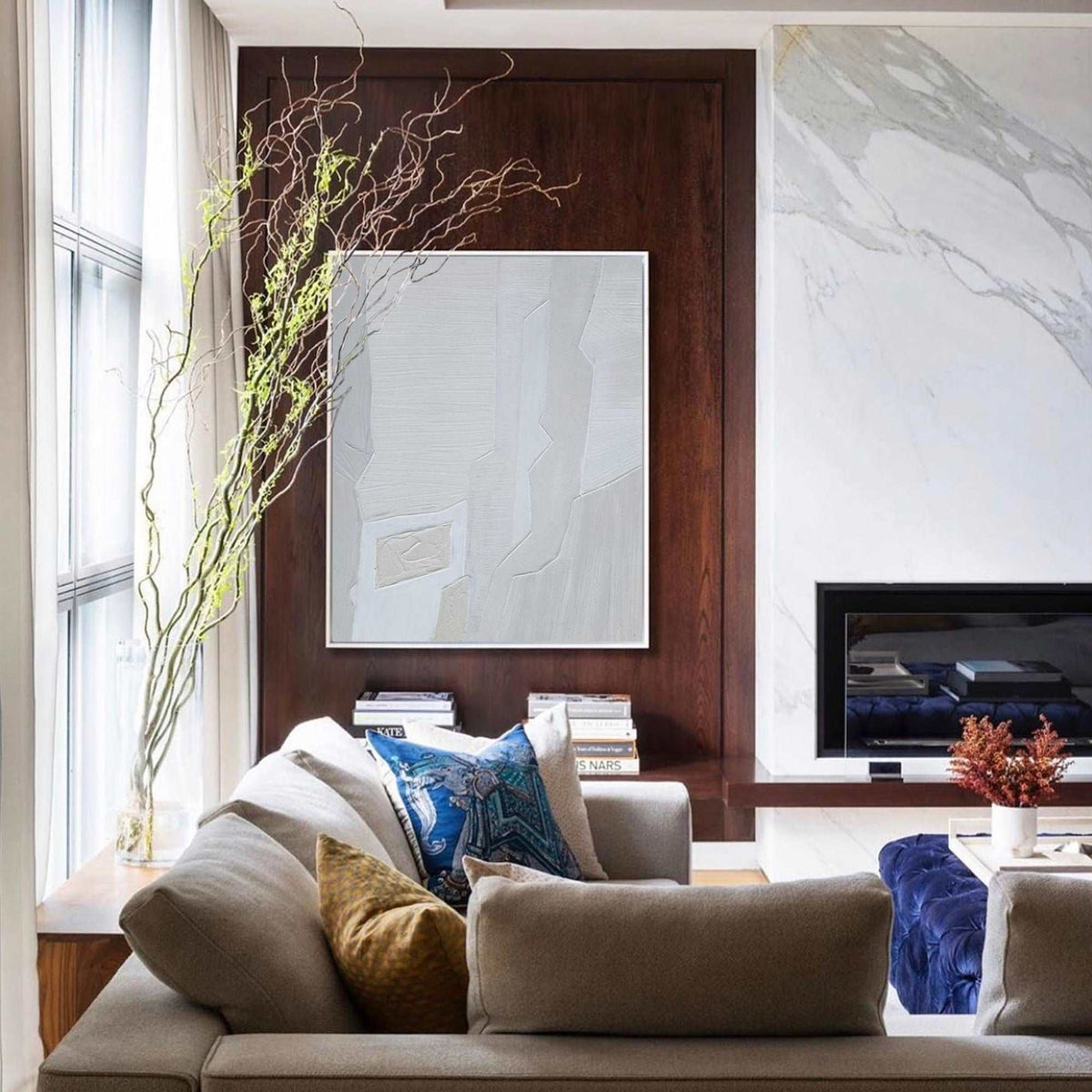 Light Gray Textured Abstract Wall Art Square