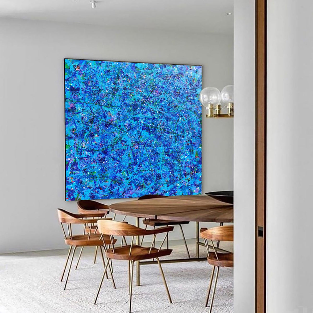 Vibrant Blue Expressionist Oil Painting Square