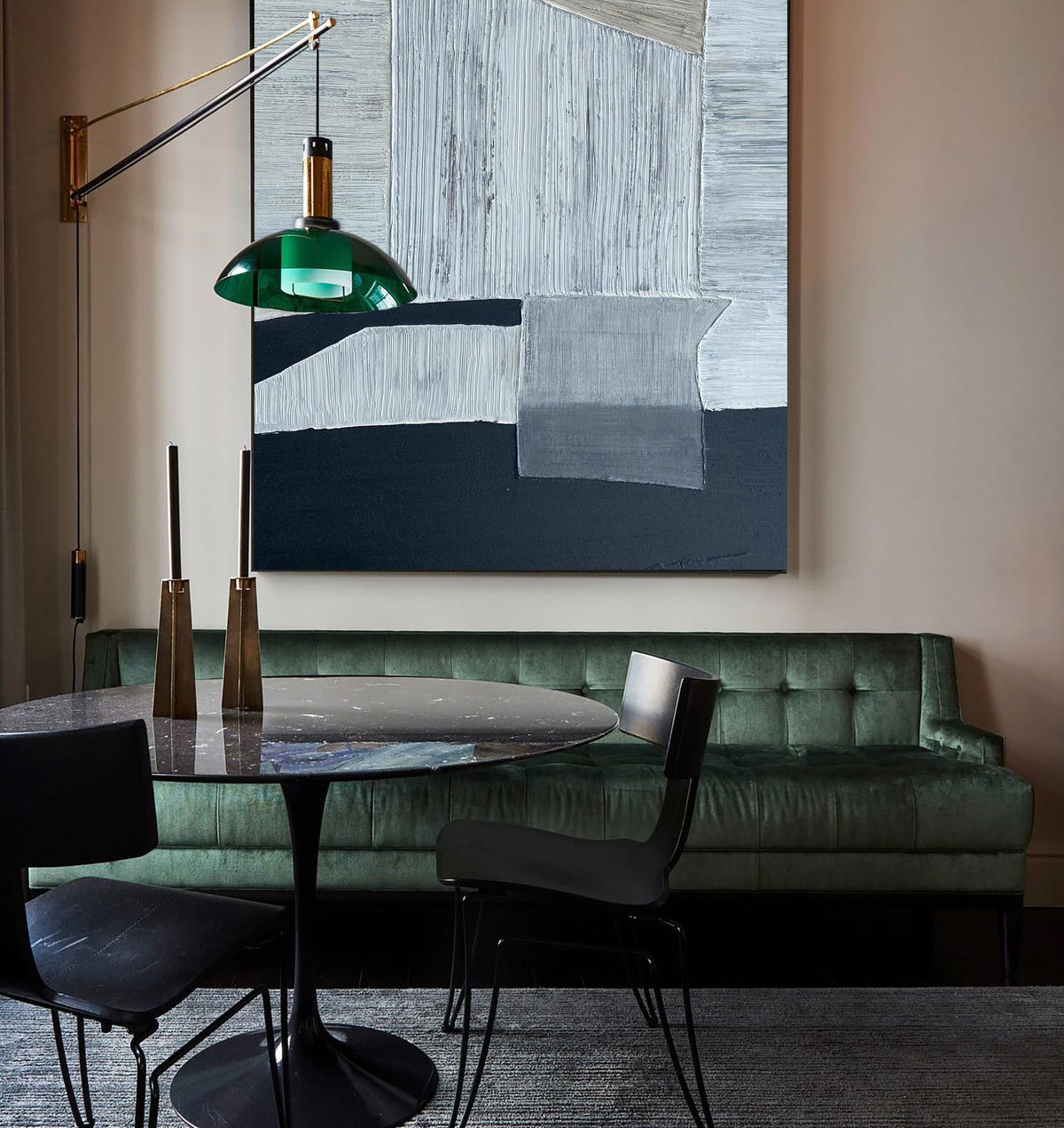 Layered Geometric Abstract Hand‑Painted Brush‑Stroke Textured Artwork