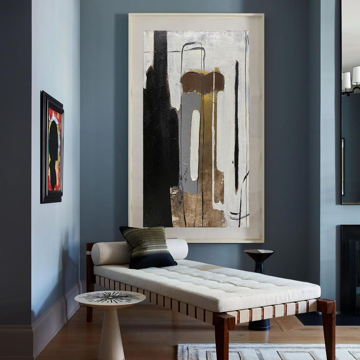 Wabi-Sabi Neutral Vertical Abstract Oil Painting
