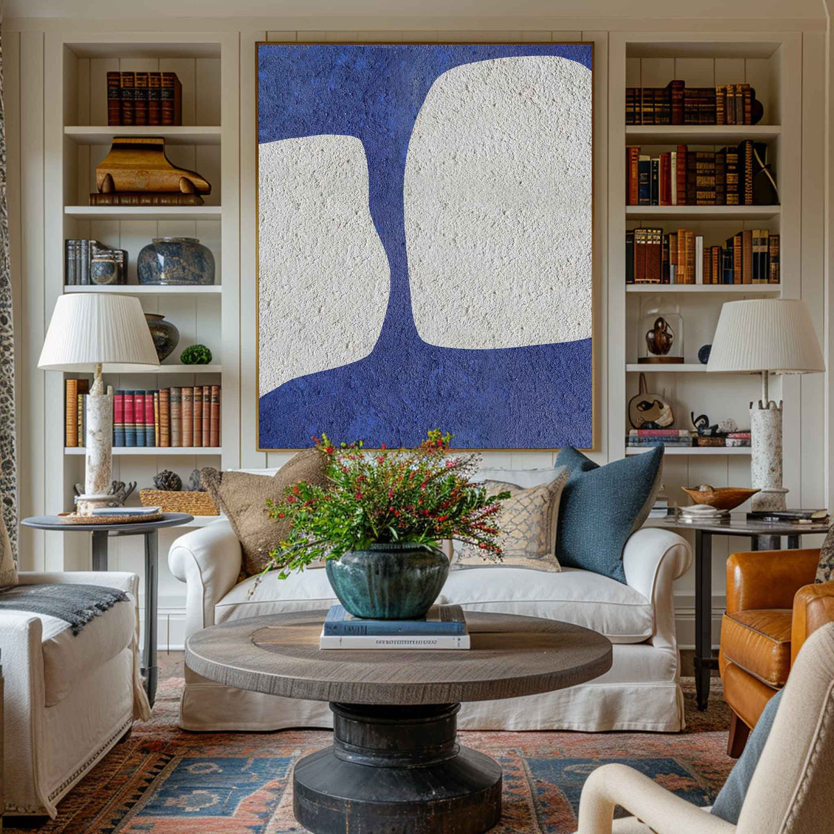 Textured Cobalt Blue Abstract Painting