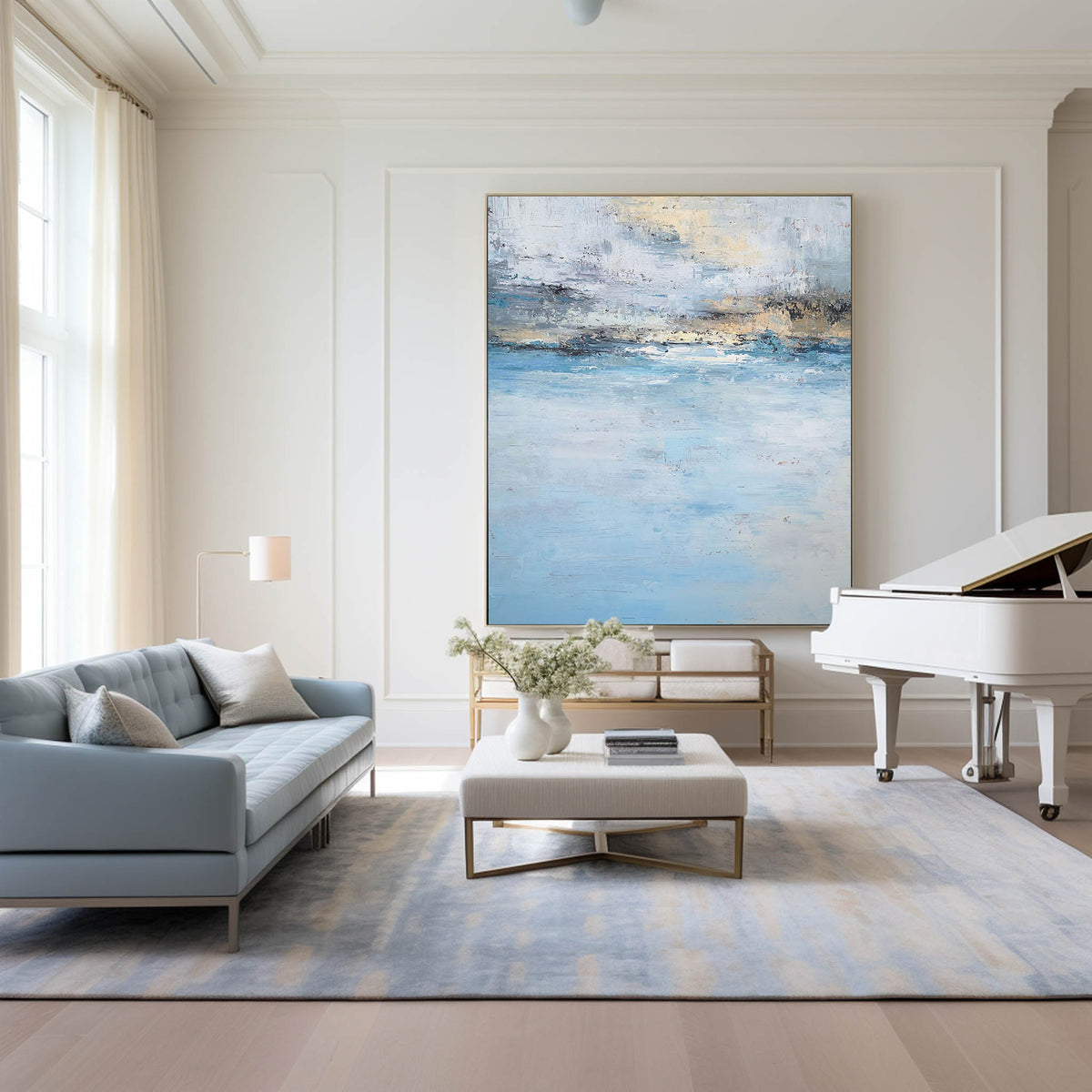 Coastal Serenity Abstract Oil Painting
