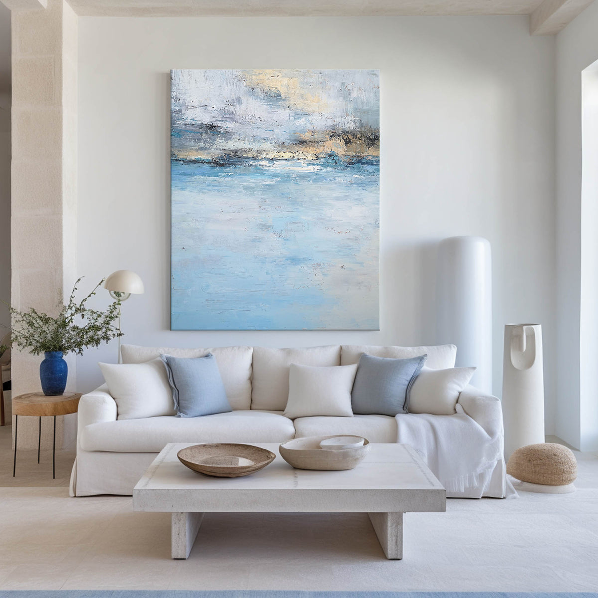 Coastal Serenity Abstract Oil Painting