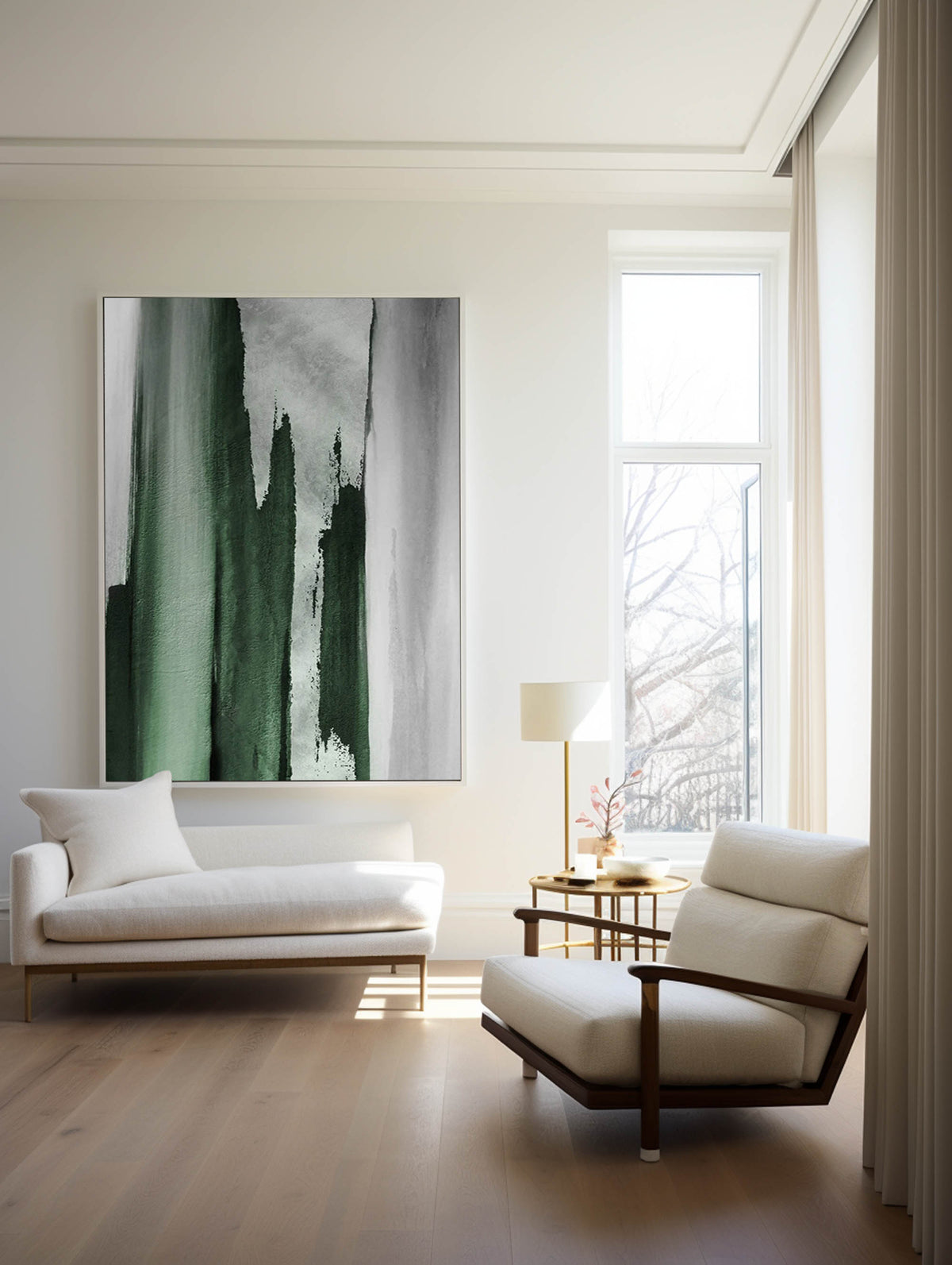 Emerald Green Abstract Painting Vertical