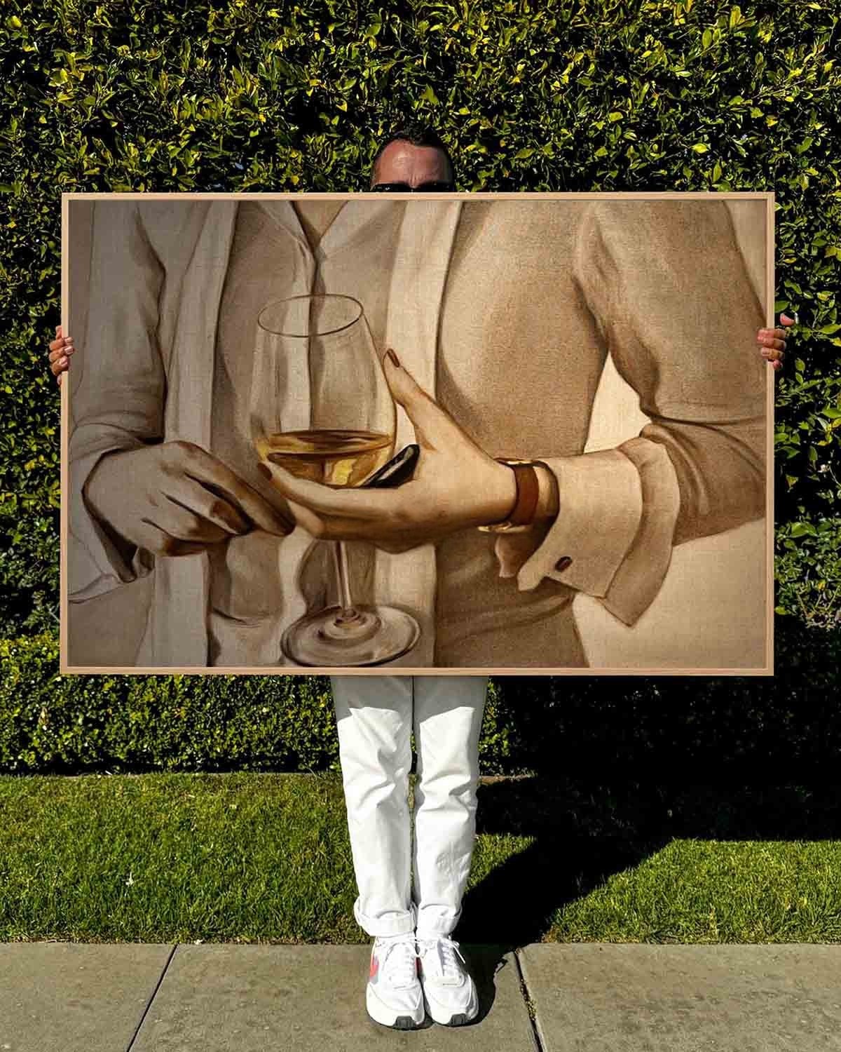 Wall Art Rectangle Realistic Art Wine Glass Gentleman