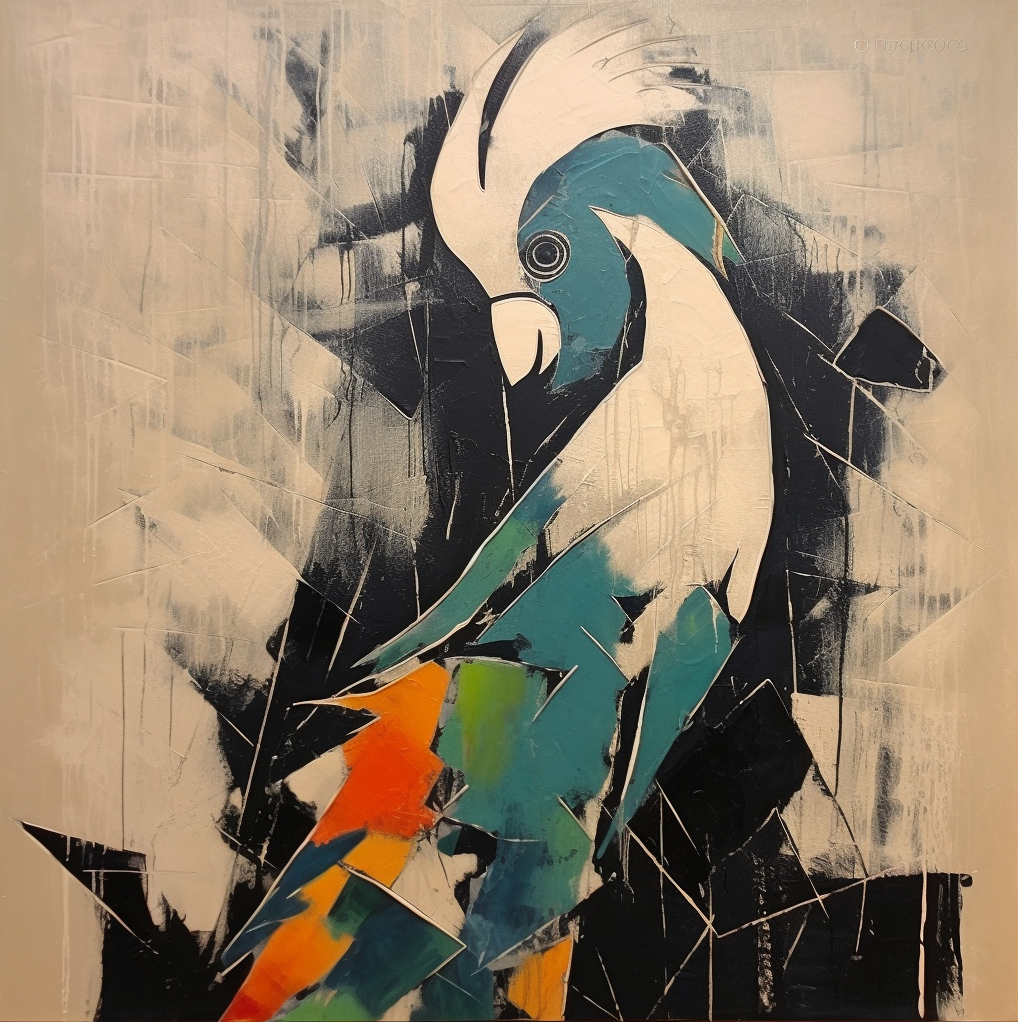 Wall Art Square Parrot Painting Bold Color