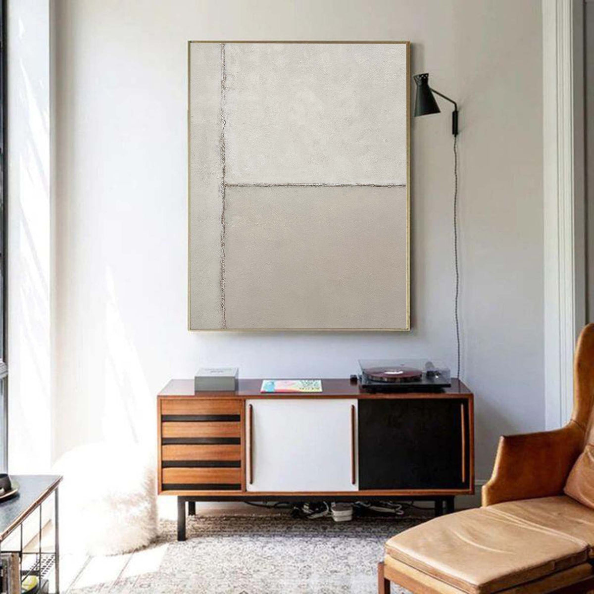 Neutral Beige Minimalist Linear Painting