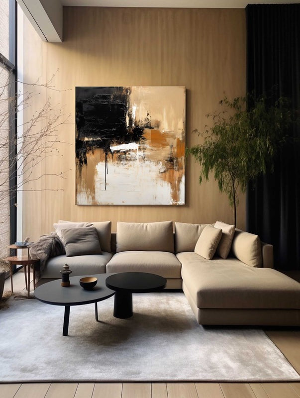 Black Gold Abstract Textured Painting