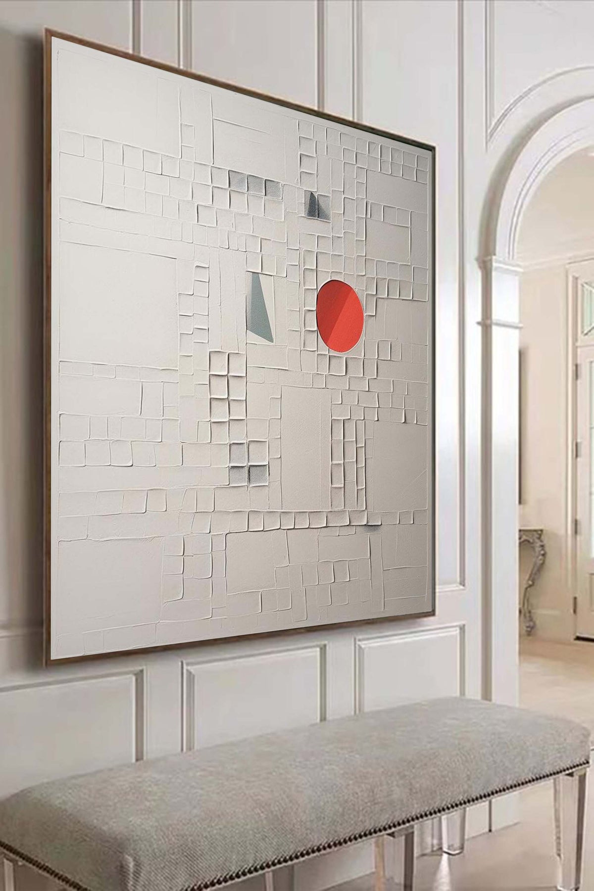 Minimalist Geometric Bas-Relief Painting