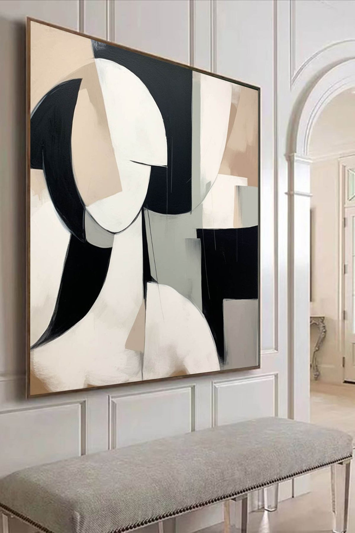 Modern Female Portrait Painting Minimalist Geometric