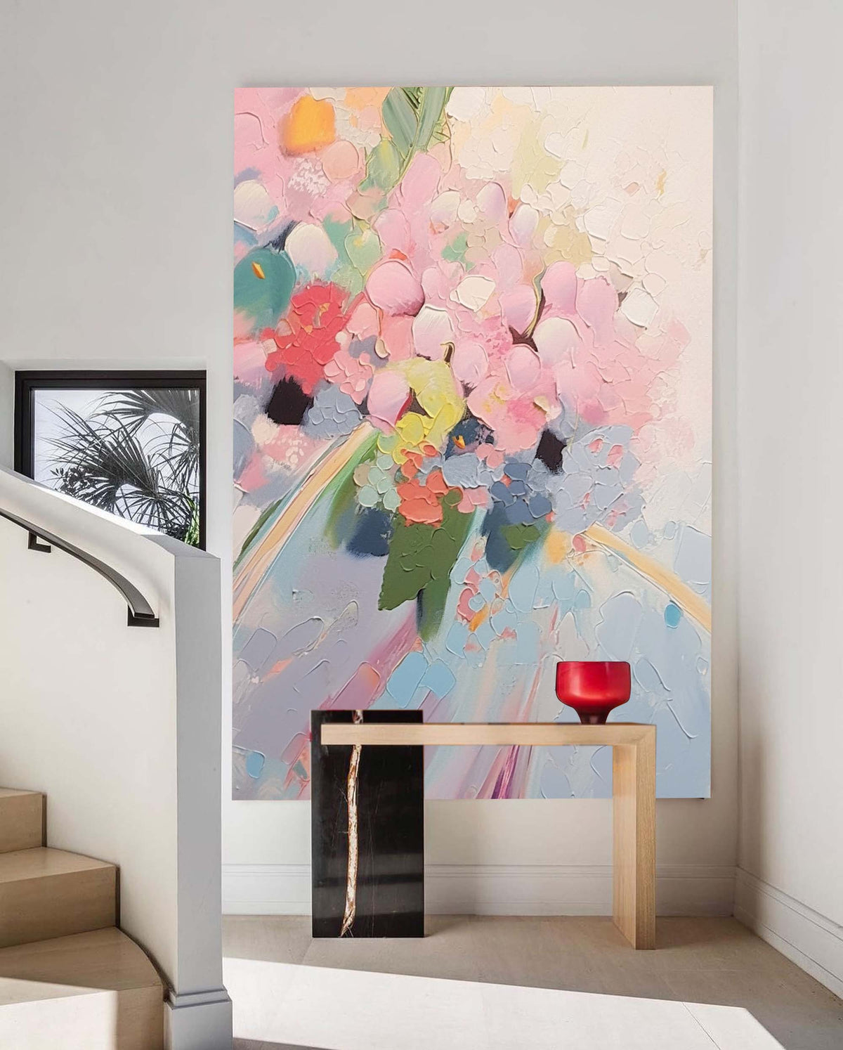 Textured Hydrangea Bouquet Painting Soft Pink