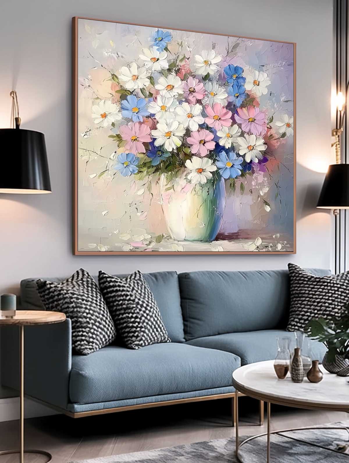 Whimsical Wildflower Bouquet Oil Painting Soft Pastel