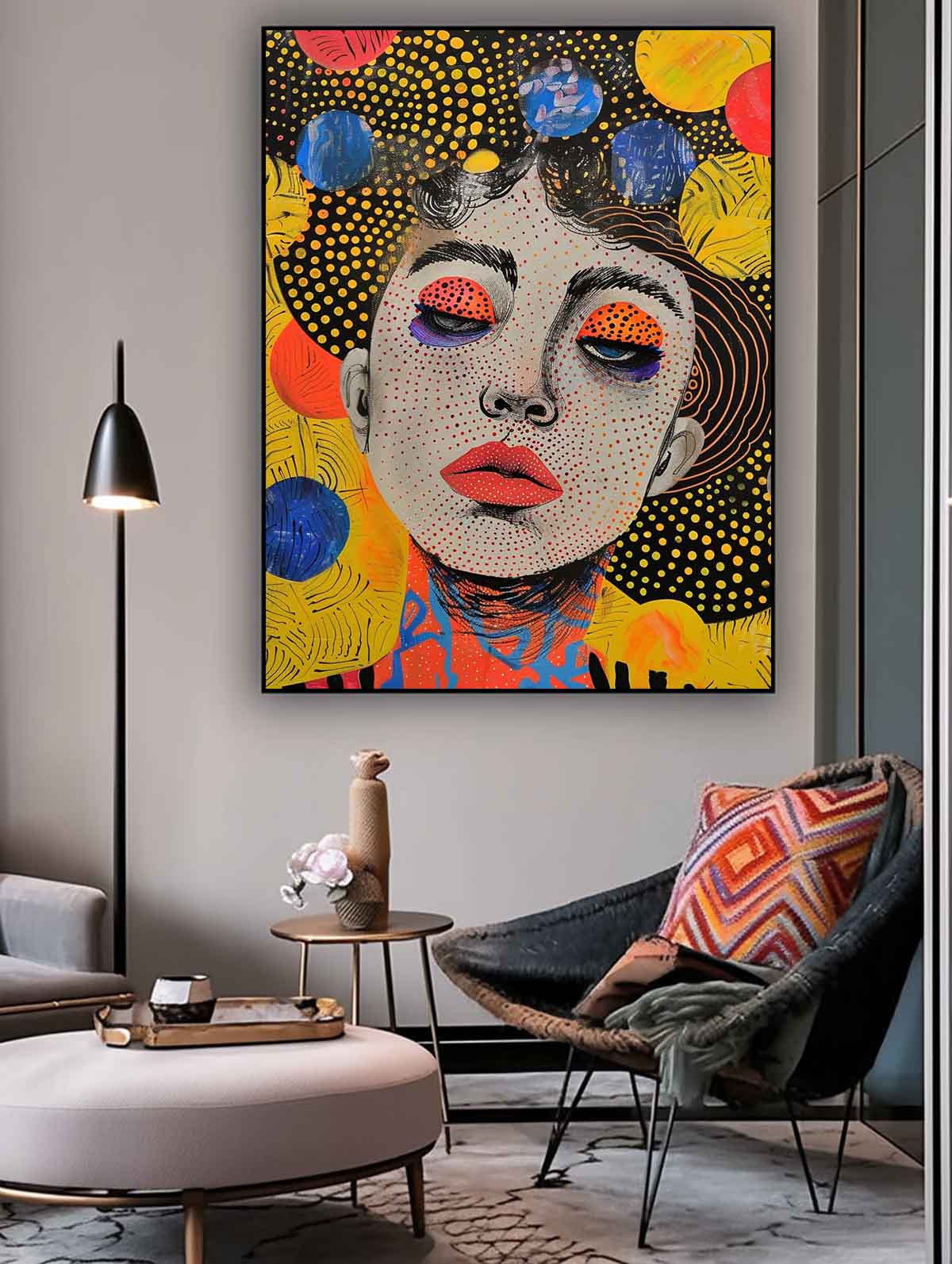 Pop Art Portrait Painting Vibrant Modern Wall Art