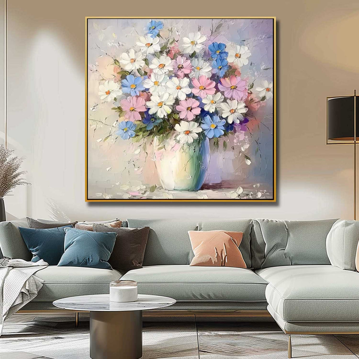Whimsical Wildflower Bouquet Oil Painting Soft Pastel