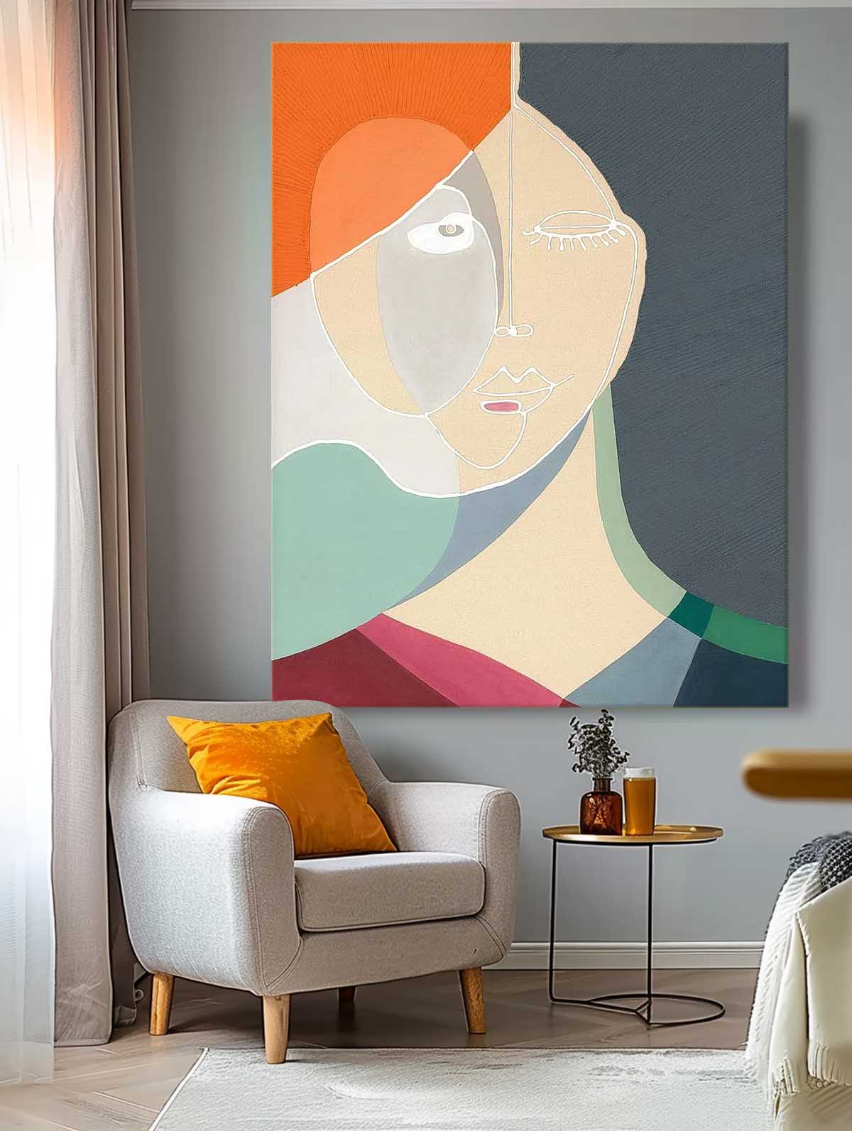 Cubist Abstract Portrait Serene Modern Wall Art