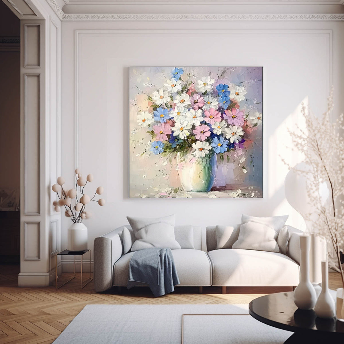 Whimsical Wildflower Bouquet Oil Painting Soft Pastel