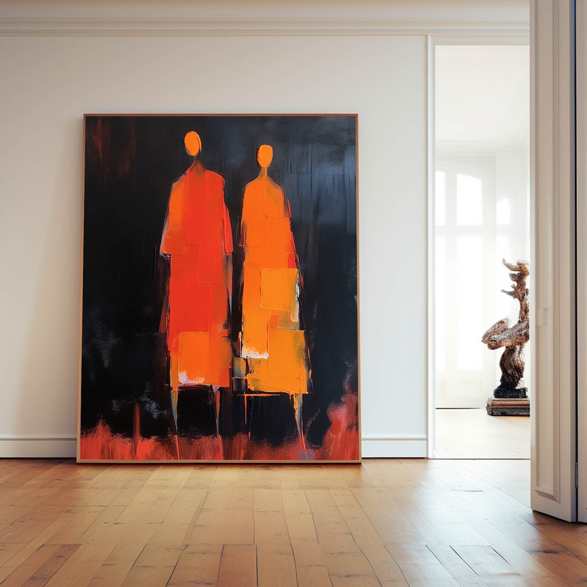 Dark Background Standing Figures Canvas Art